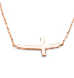 Rose Gold Sideways Cross Necklace