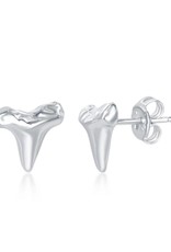Sterling Silver Sharks Tooth Stud Earrings 10mm