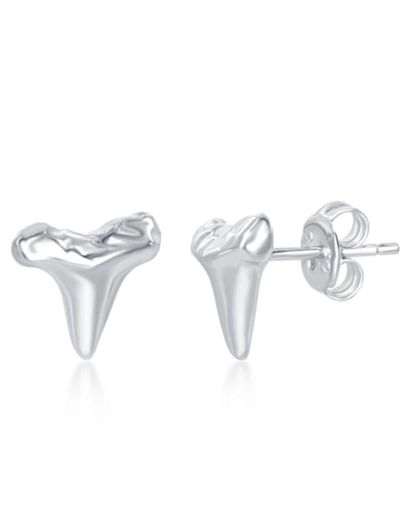 Sterling Silver Sharks Tooth Stud Earrings 10mm