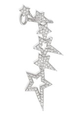 Sterling Silver Cubic Zirconia Stars Right Ear Climber Earring 45mm