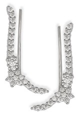 Sterling Silver Cubic Zirconia Ear Climber Earrings 26mm