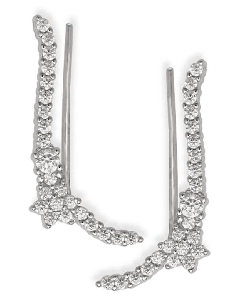 Sterling Silver Cubic Zirconia Ear Climber Earrings 26mm