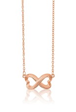 Sterling Silver Heart Infinity Necklace with 14k Rose Gold Vermeil Finish 16"+2"