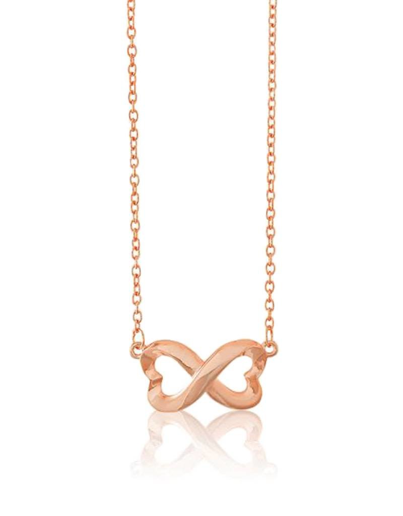 Sterling Silver Heart Infinity Necklace with 14k Rose Gold Vermeil Finish 16"+2"