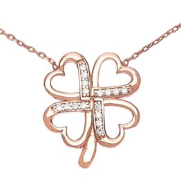 Rose Gold Heart Clover Necklace 16"+2"