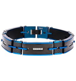 Black & Blue Steel w/ CZ Bracelet 8.5"