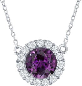 Round Amethyst Necklace 16"+2"