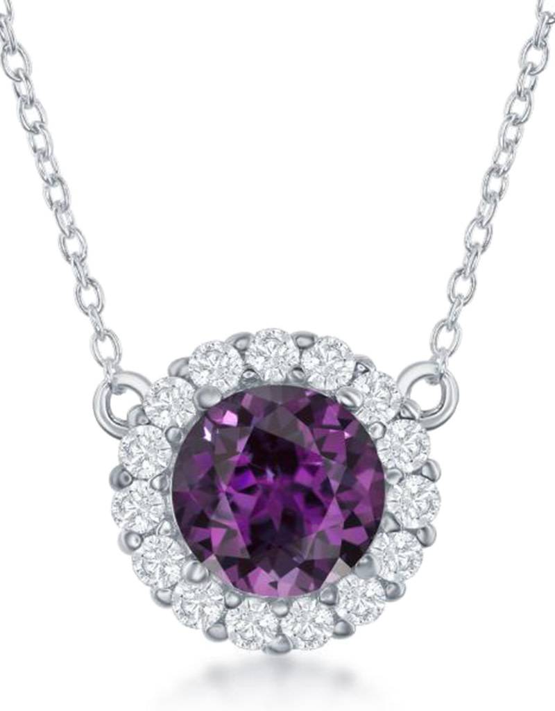 Round Amethyst Necklace 16"+2"