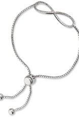 Sterling Silver Infinity Cubic Zirconia Adjustable Bolo Bracelet