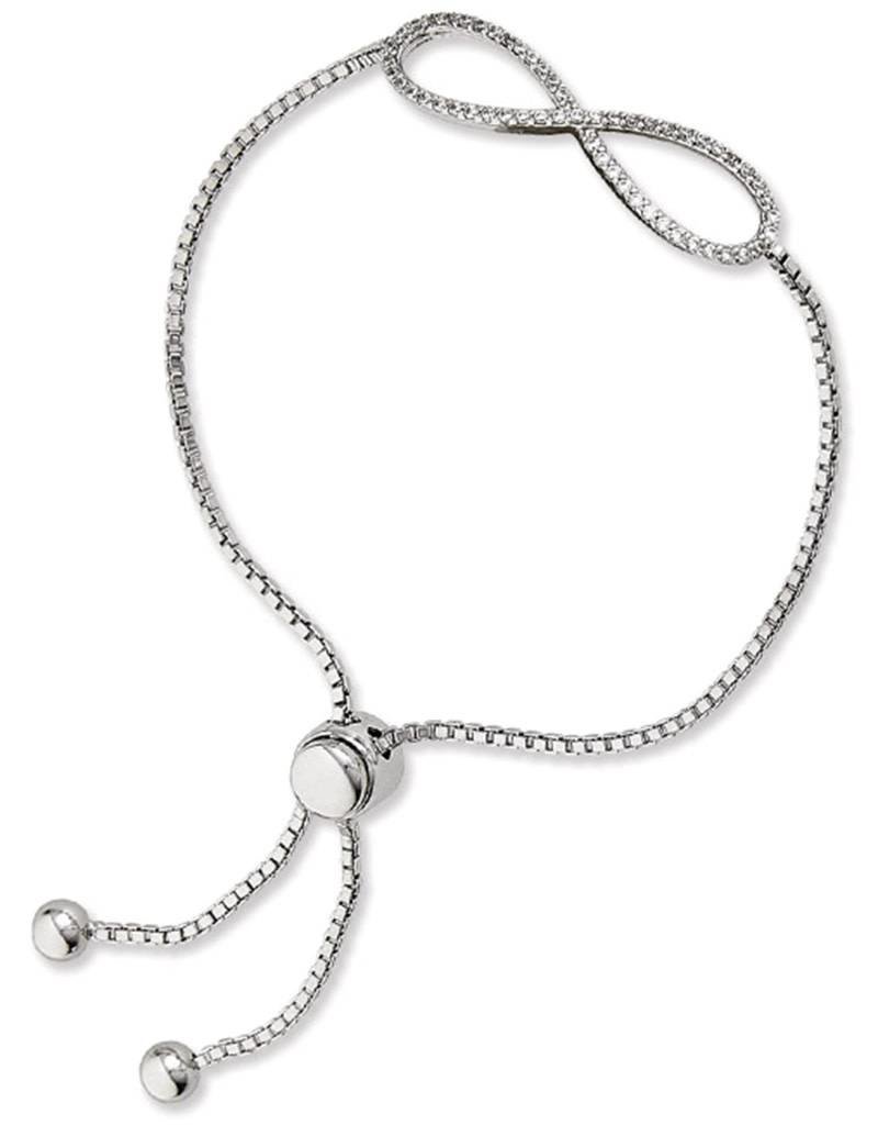 Sterling Silver Infinity White Topaz Adjustable Bolo Bracelet