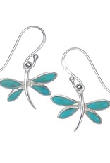 Sterling Silver Dragonfly Turquoise Earrings 12mm