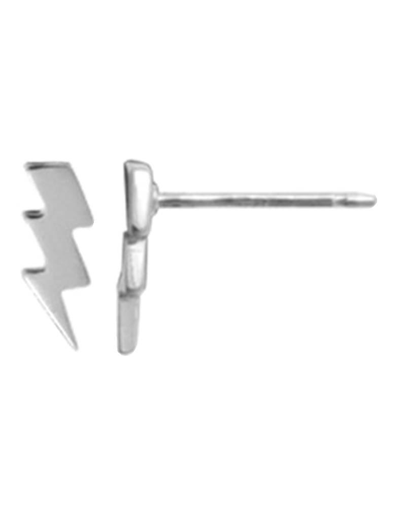 Sterling Silver Lightning Bolt Stud Earrings 8mm