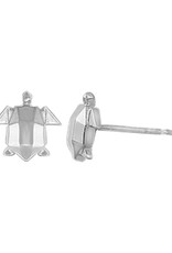 Sterling Silver Origami Turtle Stud Earrings 8mm