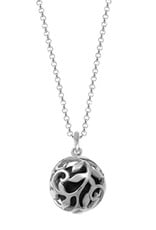 Sterling Silver Vine Ball Onyx Necklace Adjustable 20"-22"