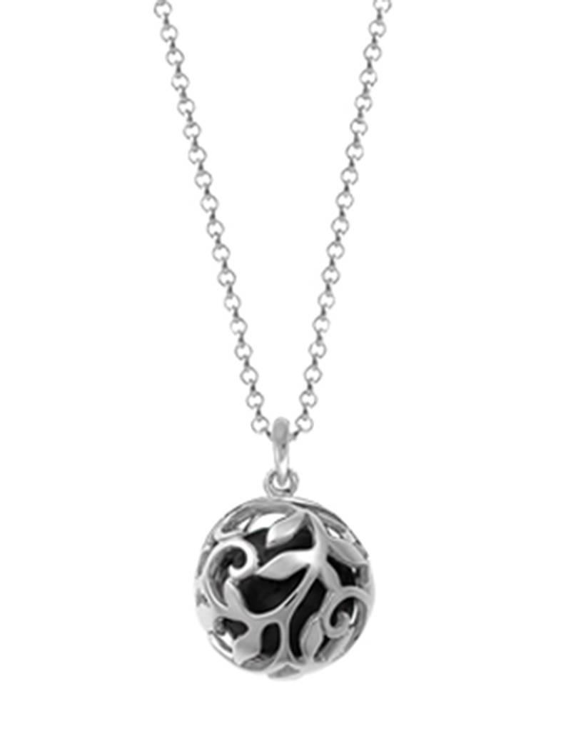 Sterling Silver Vine Ball Onyx Necklace Adjustable 20"-22"