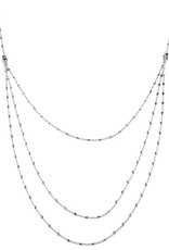 Sterling Silver Multi Layer Barrel Bead Necklace 16"+2" Extender