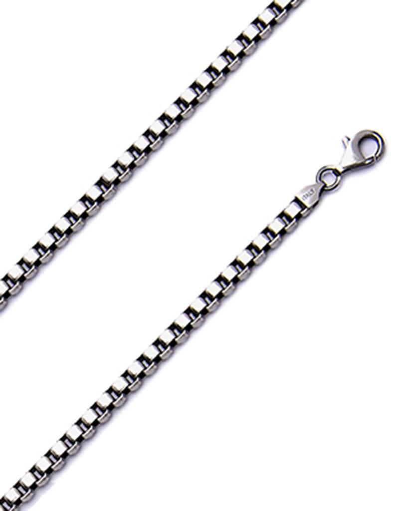Sterling Silver Gunmetal Box 400 Chain Bracelet