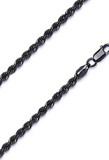 Sterling Silver Black Rope 080 Chain Necklace with Ruthenium Finish
