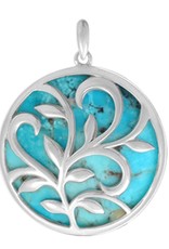 Sterling Silver Round Turquoise Pendant 24mm