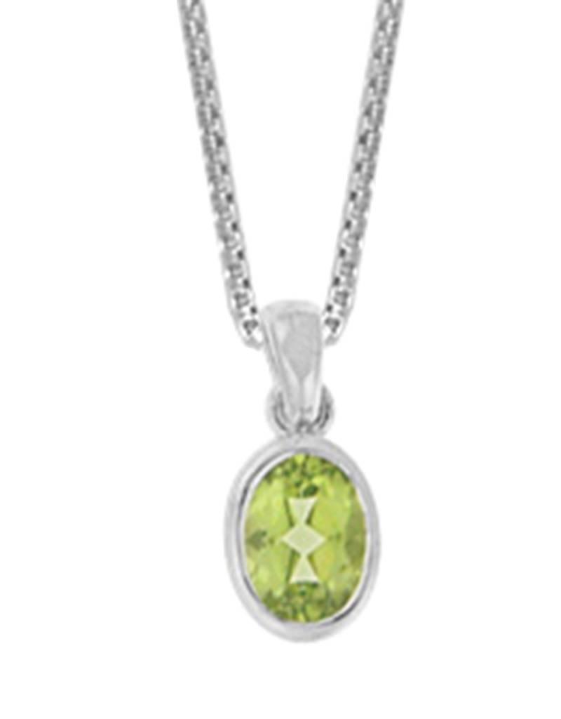 Sterling Silver Oval Peridot Pendant 9mm (Chain Sold Separately)