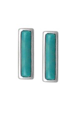 Sterling Silver Rectangle Turquoise Post Earrings 10mm
