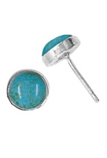 Sterling Silver Round Turquoise Stud Earrings 7mm