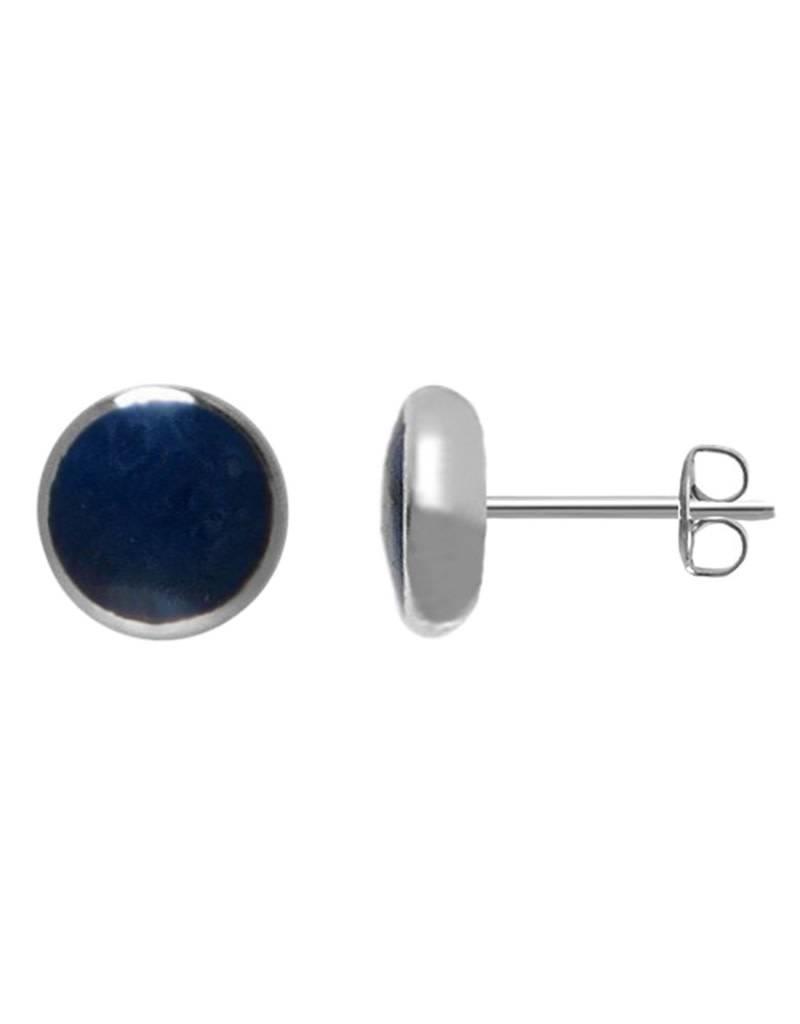 Sterling Silver Round Synthetic Lapis Stud Earrings 6mm