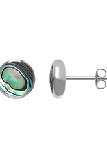 Sterling Silver Round Abalone Stud Earrings 6mm