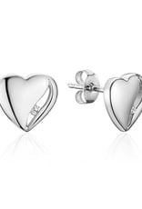 Sterling Silver Heart Diamond Stud Earrings 9mm
