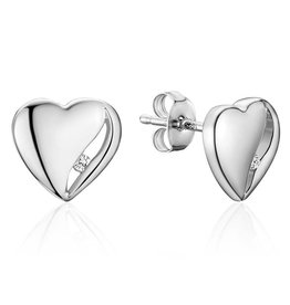 Heart Diamond Stud Earrings 9mm