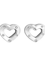 Sterling Silver Heart Diamond Post Earrings 9mm