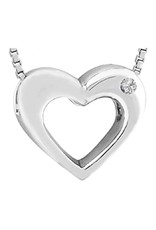 Sterling Silver Open Heart Diamond Necklace 18"