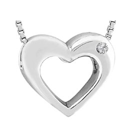Open Heart Diamond Necklace 0.02ct 18"