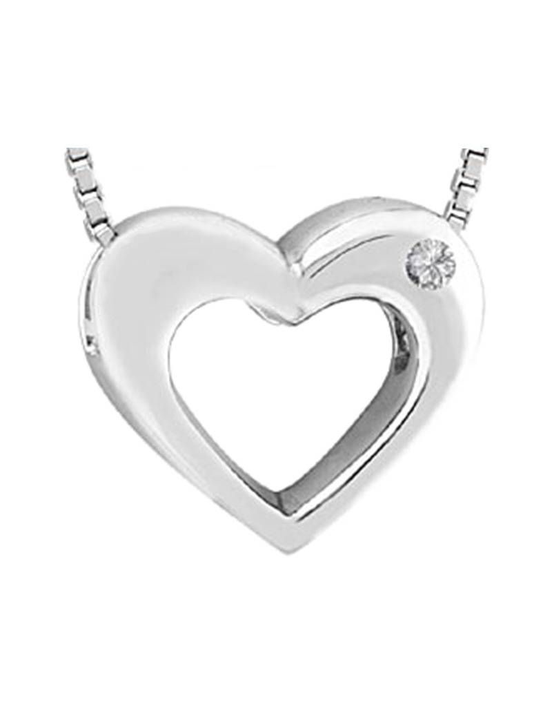Open Heart Diamond Necklace 0.02ct 18"