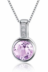 Sterling Silver Pink Amethyst and Diamond Necklace 18"