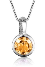 Sterling Silver Citrine and Diamond Necklace  18"