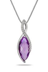 Sterling Silver Amethyst and Diamond Necklace 18"