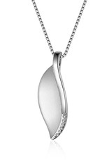 Sterling Silver Leaf Diamond Necklace 18"