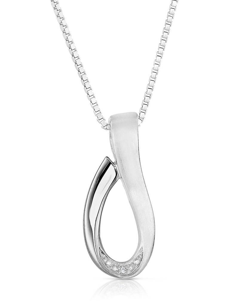 Sterling Silver Loop Diamond Necklace 18"