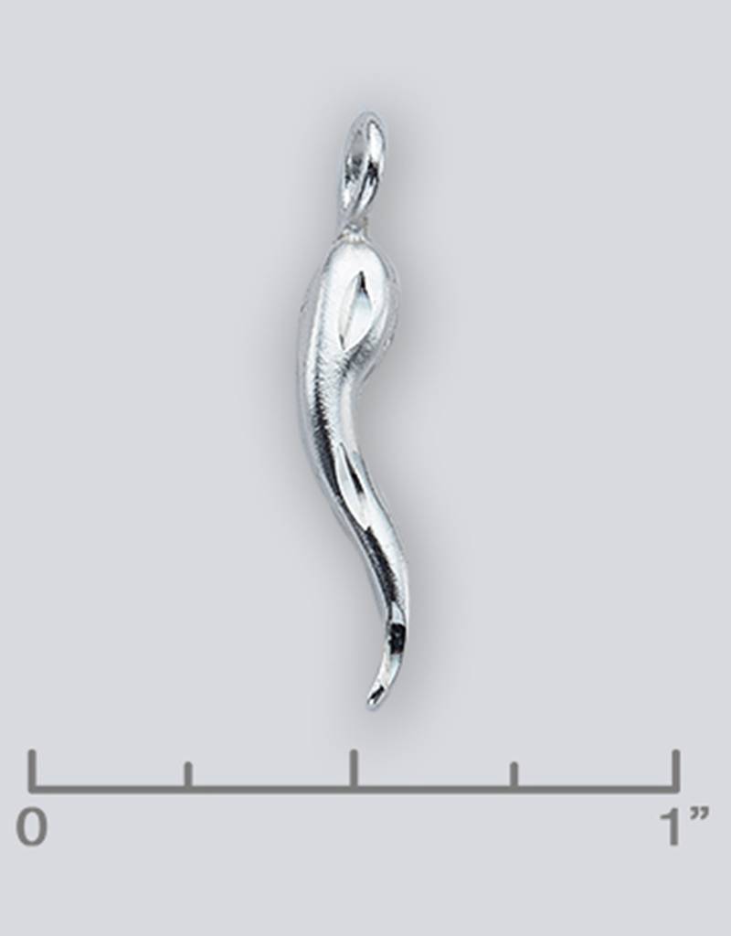 Sterling Silver Italian Horn Charm 20mm Simply Sterling
