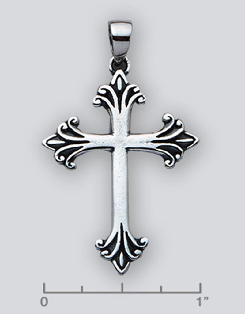 Sterling Silver Cross Pendant Oxidized 35mm