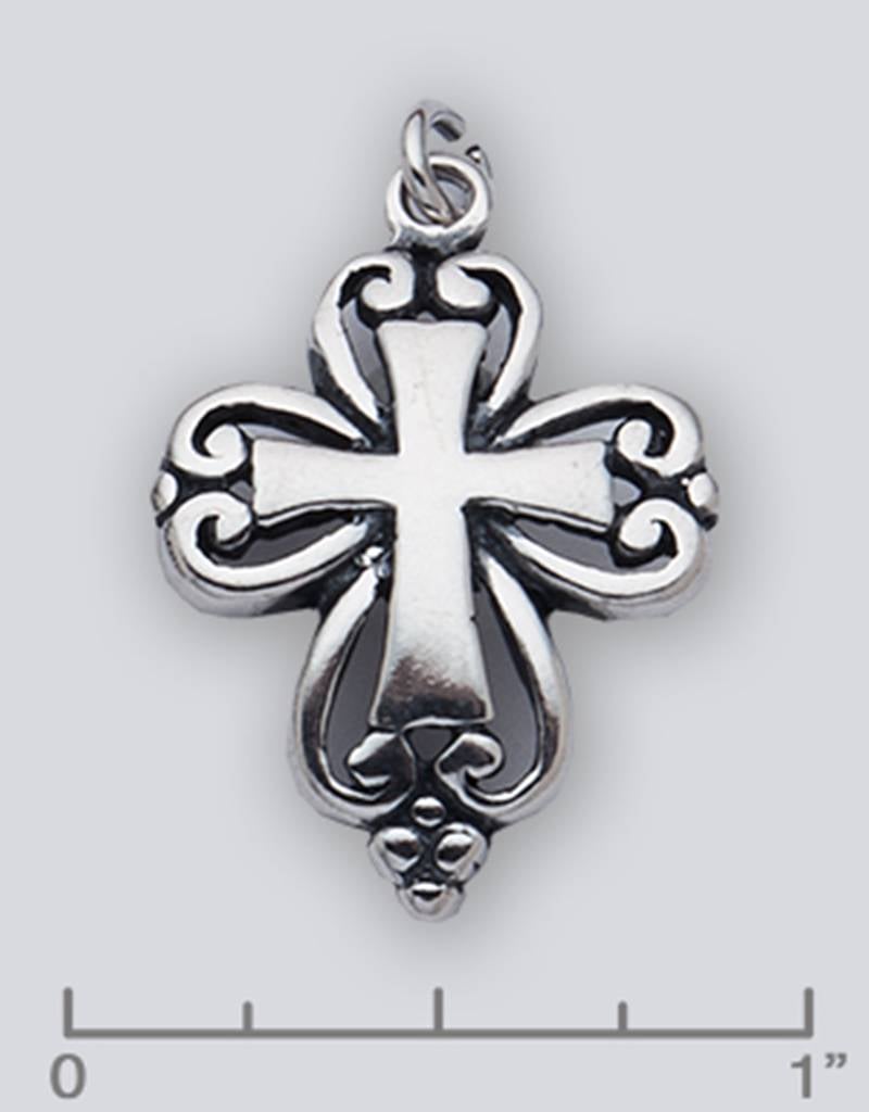 Cross Pendant Oxidized 26mm