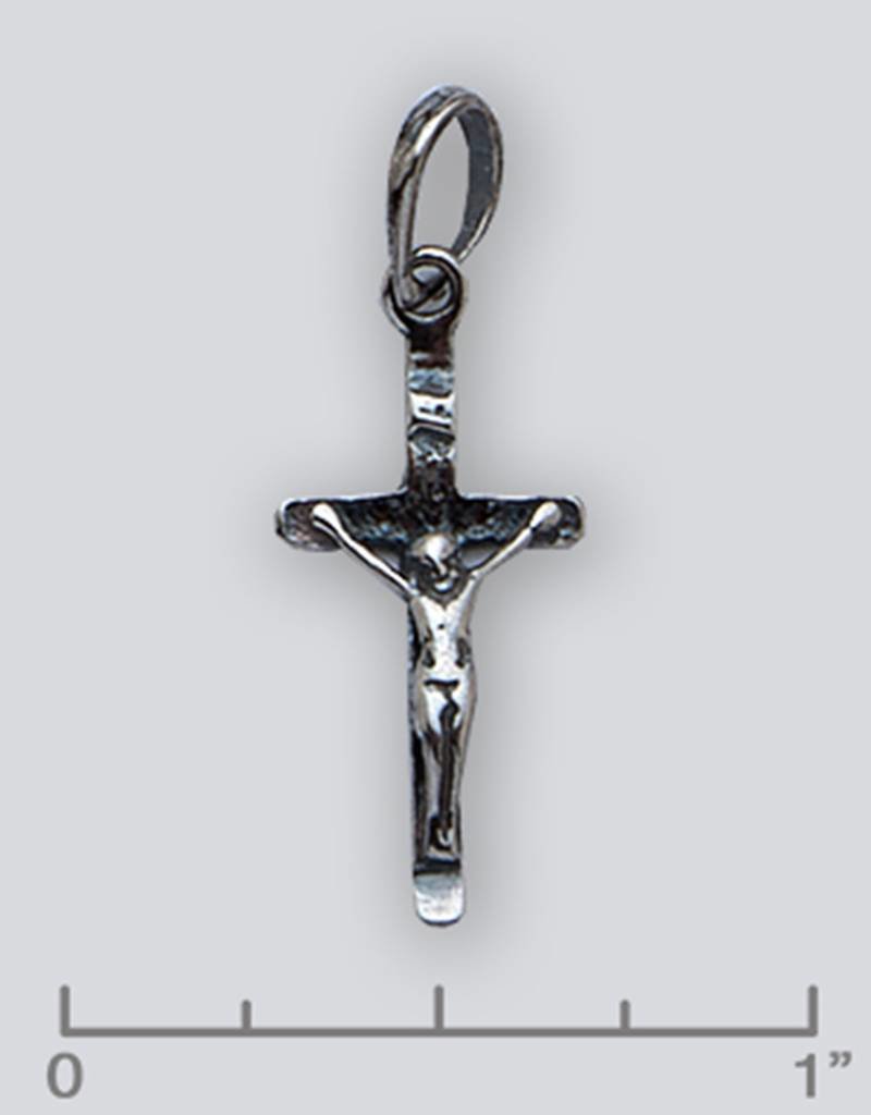 Sterling Silver Crucifix Pendant Oxidized 21mm