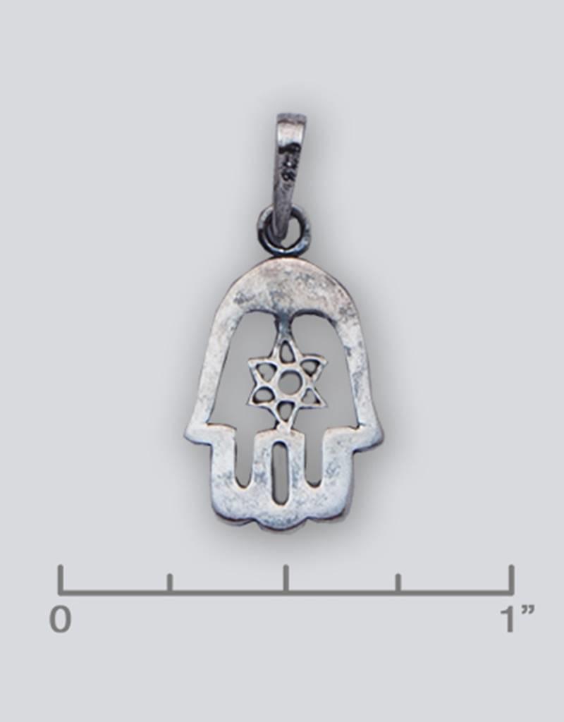 Sterling Silver Hamsa w/ Oxidized Finish Pendant