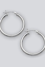 Sterling Silver Round Hoop Earrings 30mm