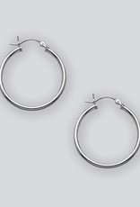 Sterling Silver Round Plain Hoop Earrings 28mm