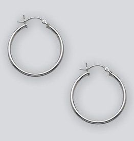 28mm Round Plain Hoop Earrings