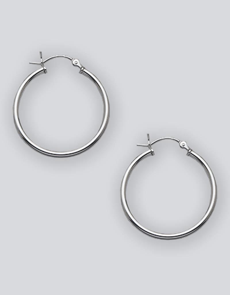 Sterling Silver Round Plain Hoop Earrings 28mm