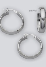 Sterling Silver Half Round Plain Hoop Earrings 25mm