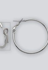 Sterling Silver 35mm Omega Clip Hoop Earrings